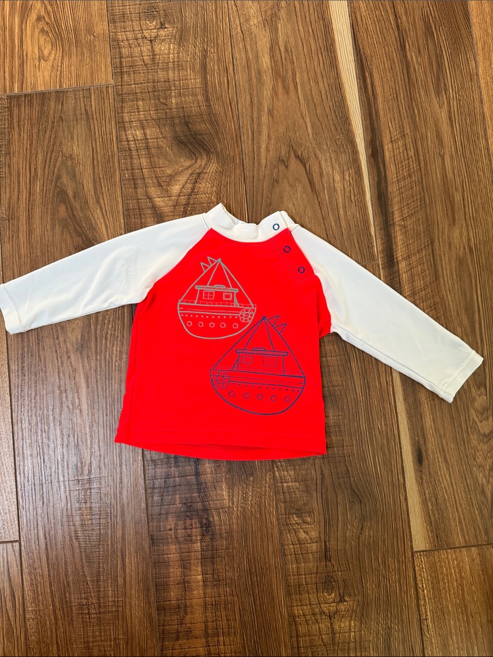 EUC Coolibar Red and White Baby Sun Rash Guard